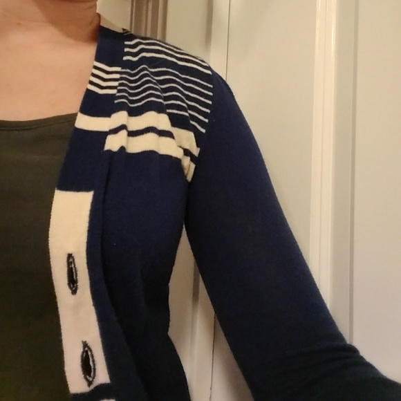 Blue and White Striped Cardigan - Picture 6 of 6